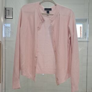 Karen Scott Dainty Light Pink Knit Cardigan